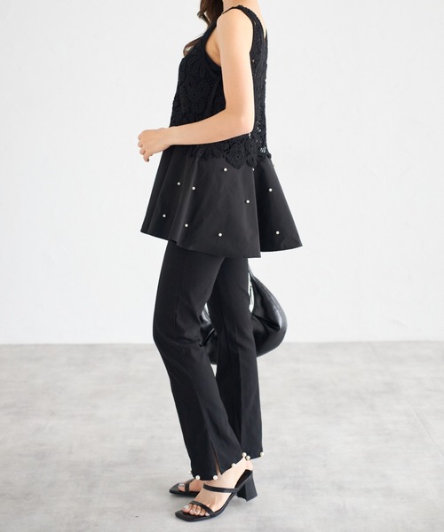tocco closet(トッコ クローゼット)の「【ZOZO限定】パールヘムデニムパンツ(デニムパンツ・レディース・ブルー/サックスブルー/ブラック・M)」の5枚目の写真