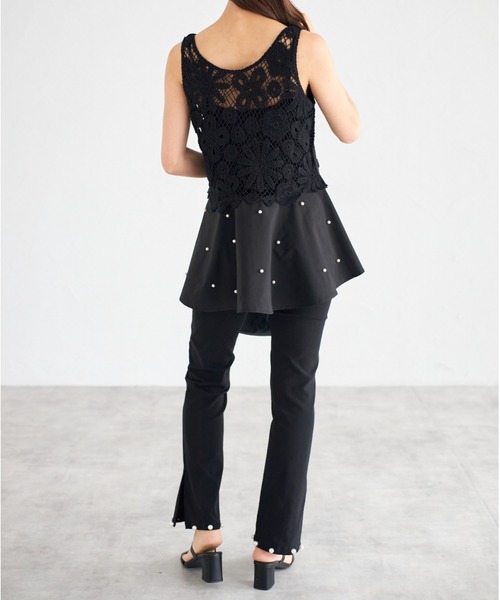 tocco closet(トッコ クローゼット)の「【ZOZO限定】パールヘムデニムパンツ(デニムパンツ・レディース・ブルー/サックスブルー/ブラック・M)」の6枚目の写真