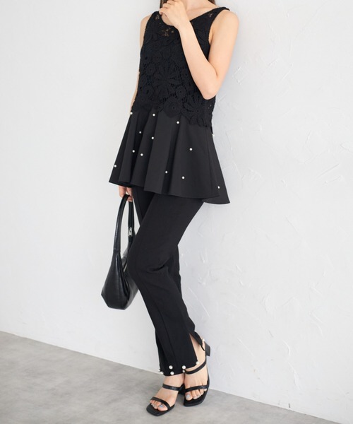 tocco closet(トッコ クローゼット)の「【ZOZO限定】パールヘムデニムパンツ(デニムパンツ・レディース・ブルー/サックスブルー/ブラック・M)」の7枚目の写真
