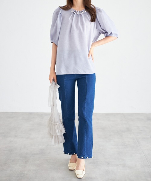tocco closet(トッコ クローゼット)の「【ZOZO限定】パールヘムデニムパンツ(デニムパンツ・レディース・ブルー/サックスブルー/ブラック・M)」の21枚目の写真