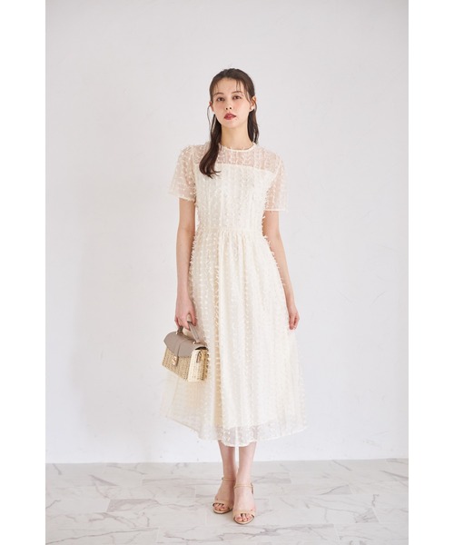 tocco closet（トッコ　クローゼット）の「ウエスト後ろりぼん付きシアーフリンジワンピース（ワンピース・レディース・クリーム/ブラック・M）」の9枚目の写真