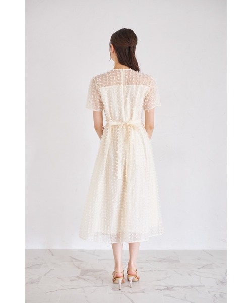 tocco closet（トッコ　クローゼット）の「ウエスト後ろりぼん付きシアーフリンジワンピース（ワンピース・レディース・クリーム/ブラック・M）」の8枚目の写真