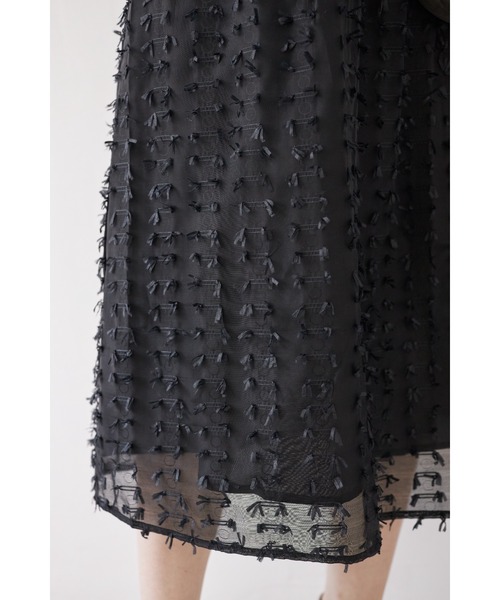 tocco closet（トッコ　クローゼット）の「ウエスト後ろりぼん付きシアーフリンジワンピース（ワンピース・レディース・クリーム/ブラック・M）」の22枚目の写真