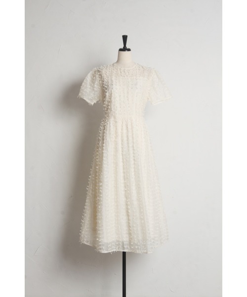 tocco closet（トッコ　クローゼット）の「ウエスト後ろりぼん付きシアーフリンジワンピース（ワンピース・レディース・クリーム/ブラック・M）」の19枚目の写真