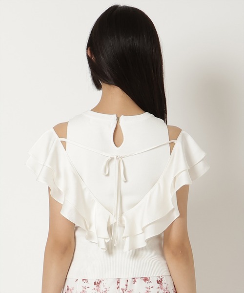 REDYAZEL（レディアゼル）の「フリルドッキングニットトップス（ニット/セーター・レディース・ホワイト/ブラック/ベージュ・FREE）」の5枚目の写真