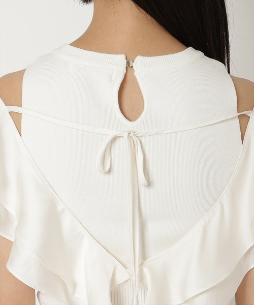 REDYAZEL（レディアゼル）の「フリルドッキングニットトップス（ニット/セーター・レディース・ホワイト/ブラック/ベージュ・FREE）」の8枚目の写真