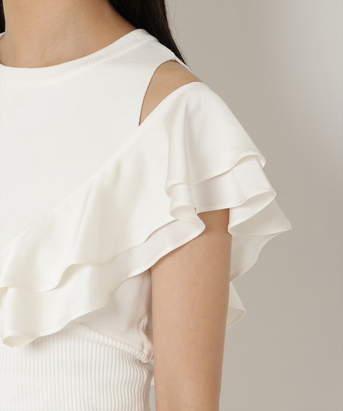 REDYAZEL（レディアゼル）の「フリルドッキングニットトップス（ニット/セーター・レディース・ホワイト/ブラック/ベージュ・FREE）」の9枚目の写真
