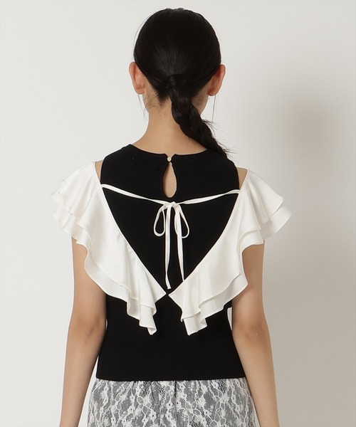 REDYAZEL（レディアゼル）の「フリルドッキングニットトップス（ニット/セーター・レディース・ホワイト/ブラック/ベージュ・FREE）」の11枚目の写真