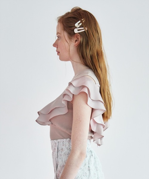 REDYAZEL（レディアゼル）の「フリルドッキングニットトップス（ニット/セーター・レディース・ホワイト/ブラック/ベージュ・FREE）」の17枚目の写真