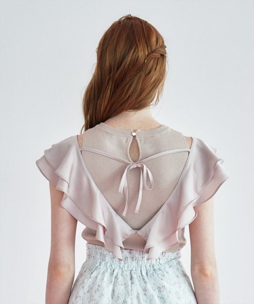 REDYAZEL（レディアゼル）の「フリルドッキングニットトップス（ニット/セーター・レディース・ホワイト/ブラック/ベージュ・FREE）」の18枚目の写真