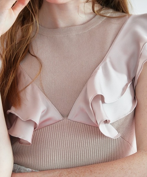 REDYAZEL（レディアゼル）の「フリルドッキングニットトップス（ニット/セーター・レディース・ホワイト/ブラック/ベージュ・FREE）」の19枚目の写真