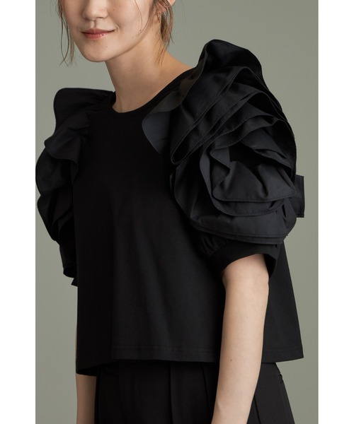 &. NOSTALGIA（アンドドットノスタルジア）の「花びらスリーブトップス（Tシャツ/カットソー・レディース・ブラック/オフホワイト/カーキ・M）」の21枚目の写真