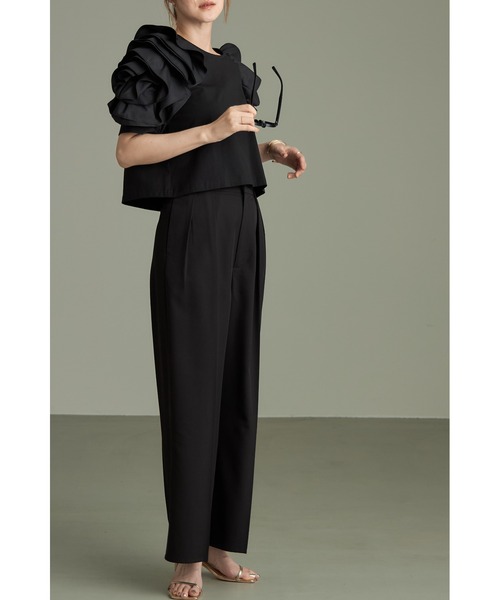 &. NOSTALGIA（アンドドットノスタルジア）の「花びらスリーブトップス（Tシャツ/カットソー・レディース・ブラック/オフホワイト/カーキ・M）」の18枚目の写真