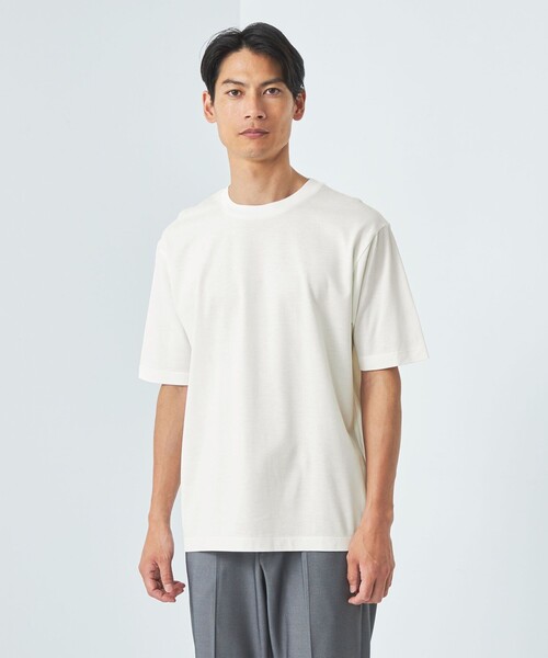 green label relaxing(グリーンレーベルリラクシング)の「Deo カノコ クルーネック Tシャツ -消臭-(Tシャツ/カットソー・メンズ・ホワイト/ライトグレー/ダークグレー・S/M/L/XL)」の2枚目の写真