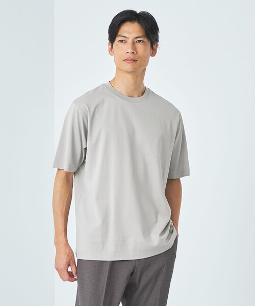 green label relaxing(グリーンレーベルリラクシング)の「Deo カノコ クルーネック Tシャツ -消臭-(Tシャツ/カットソー・メンズ・ホワイト/ライトグレー/ダークグレー・S/M/L/XL)」の1枚目の写真