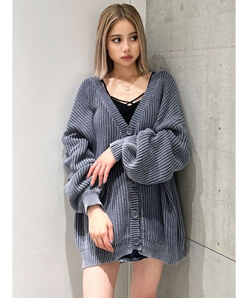 GYDA（ジェイダ）の「ブリーチLOOSEニットカーディガン（カーディガン/ボレロ・レディース・チャコールグレー/ベージュ/ネイビー・FREE）」の14枚目の写真