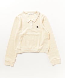 Chick | POLO KNIT /長袖ニットポロ ショート丈 ワンポイント刺繍(ポロシャツ)