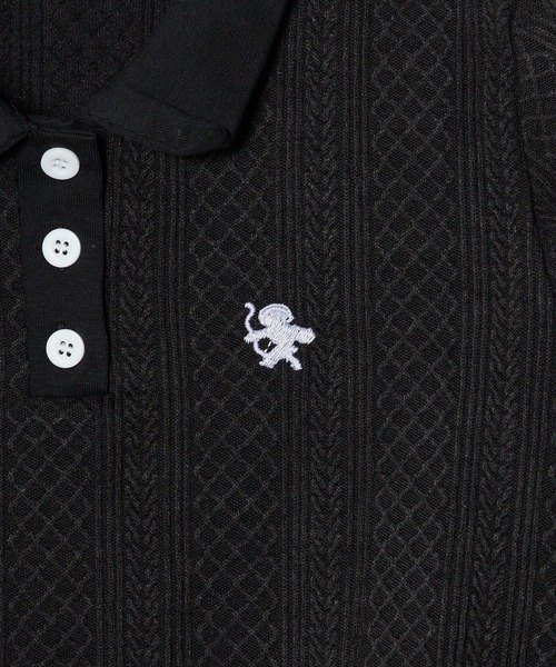 Chick(チック)の「POLO KNIT /長袖ニットポロ ショート丈 ワンポイント刺繍(ポロシャツ・レディース・クリーム/ブラック/ネイビー/ライトブルー・S/M)」の17枚目の写真
