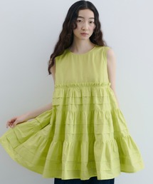 【美品】PERNA ペルナ ティアードチュニックワンピース ブラック PERNA（ペルナ）の「ティアードチュニックワンピース