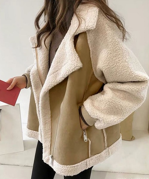 セール】フェイクムートン ボアジャケット レディース（ムートンコート