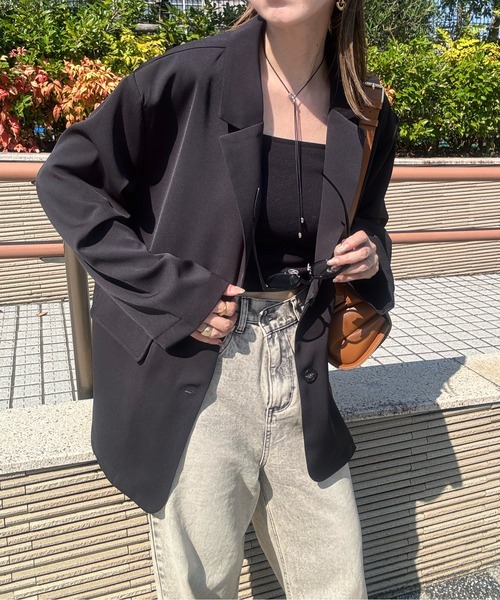 y/m by misato（イムバイミサト）の「バックオープンテーラードジャケット（テーラードジャケット・レディース・アイボリー/ブラック/ベージュ・FREE）」の2枚目の写真