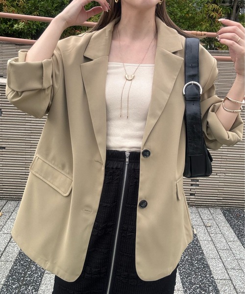 y/m by misato（イムバイミサト）の「バックオープンテーラードジャケット（テーラードジャケット・レディース・アイボリー/ブラック/ベージュ・FREE）」の13枚目の写真