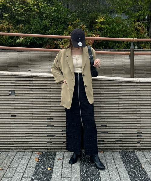 y/m by misato（イムバイミサト）の「バックオープンテーラードジャケット（テーラードジャケット・レディース・アイボリー/ブラック/ベージュ・FREE）」の17枚目の写真