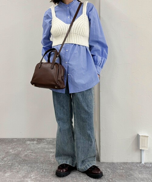 AULENTTI（オウレンティ）の「【AULENTTI/オウレンティ】ドーム型レザーボストンバック（ボストンバッグ・レディース・ブラック/ブラウン・FREE）」の8枚目の写真