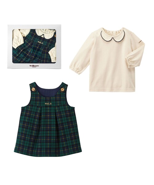 HOT BISCUITS（ホットビスケッツ）の「セパレートセット【BOX付き】（ベビーギフト・キッズ・アイボリー/ネイビー/グリーン/ピンク・70cm/80ｃｍ）」の2枚目の写真