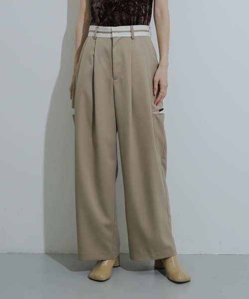 SENSE OF PLACE by URBAN RESEARCH（センスオブプレイスバイアーバンリサーチ）の「マーベルトスリットパンツ（その他パンツ・レディース・カーキ/チャコールグレー/ベージュ・MEDIUM/SMALL）」の3枚目の写真