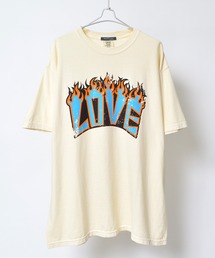 MODISH GAZE LOVEロゴプリント ピグメント加工 ビッグシルエットTシャツ