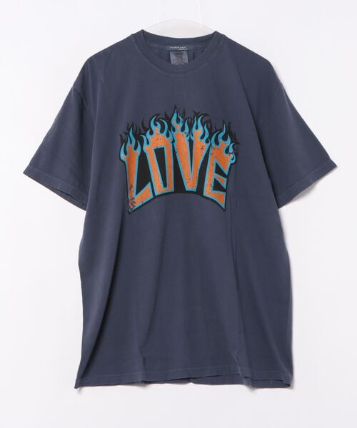 Revo.(レボ)の「MODISH GAZE LOVEロゴプリント ピグメント加工 ビッグシルエットTシャツ(Tシャツ/カットソー・メンズ・アイボリー/ネイビー/スミクロ・FREE)」の5枚目の写真