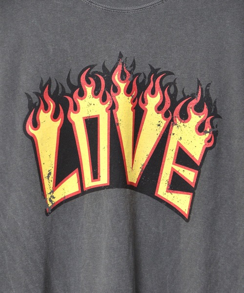 Revo.(レボ)の「MODISH GAZE LOVEロゴプリント ピグメント加工 ビッグシルエットTシャツ(Tシャツ/カットソー・メンズ・アイボリー/ネイビー/スミクロ・FREE)」の12枚目の写真
