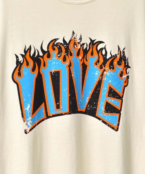 Revo.(レボ)の「MODISH GAZE LOVEロゴプリント ピグメント加工 ビッグシルエットTシャツ(Tシャツ/カットソー・メンズ・アイボリー/ネイビー/スミクロ・FREE)」の13枚目の写真