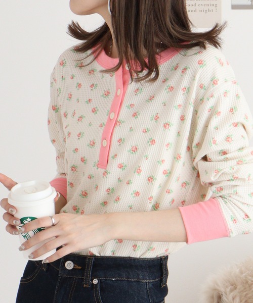 JEMORGAN(ジェーイーモーガン)の「JEMORGAN ワッフル花柄クレリックヘンリー L/S-T(パック)(Tシャツ/カットソー・レディース・ピンク/ストライプ/ラベンダー/ブルー・F)」の21枚目の写真