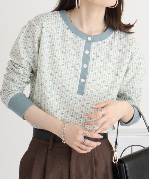 JEMORGAN(ジェーイーモーガン)の「JEMORGAN ワッフル花柄クレリックヘンリー L/S-T(パック)(Tシャツ/カットソー・レディース・ピンク/ストライプ/ラベンダー/ブルー・F)」の17枚目の写真