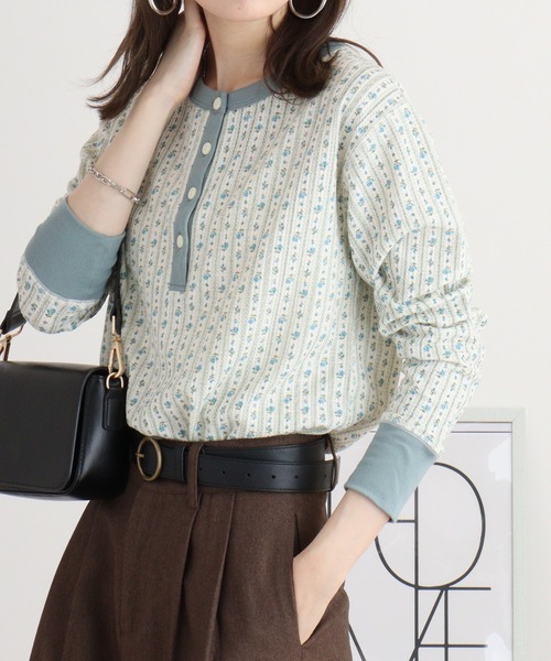 JEMORGAN(ジェーイーモーガン)の「JEMORGAN ワッフル花柄クレリックヘンリー L/S-T(パック)(Tシャツ/カットソー・レディース・ピンク/ストライプ/ラベンダー/ブルー・F)」の16枚目の写真