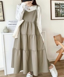前後2WAY マキシ丈ティアードキャミワンピース