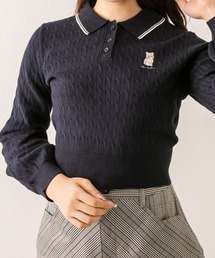 OLIVE des OLIVE | 【WEB限定】長袖ケーブルポロニット(ニット/セーター)