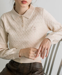 OLIVE des OLIVE | 【WEB限定】長袖ケーブルポロニット(ニット/セーター)