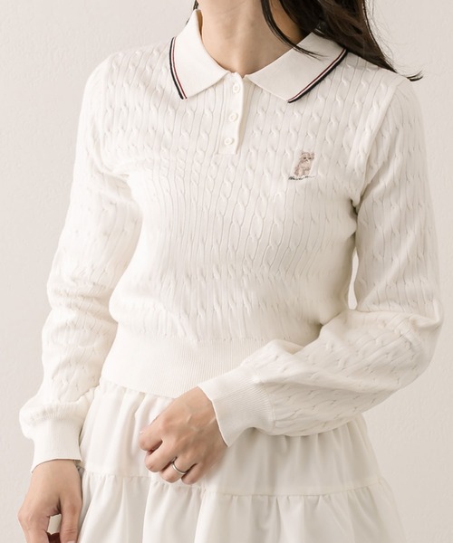 OLIVE des OLIVE(オリーブデオリーブ)の「【WEB限定】長袖ケーブルポロニット(ニット/セーター・レディース・オフホワイト/ピンクベージュ/ミント/ネイビー・FREE)」の21枚目の写真