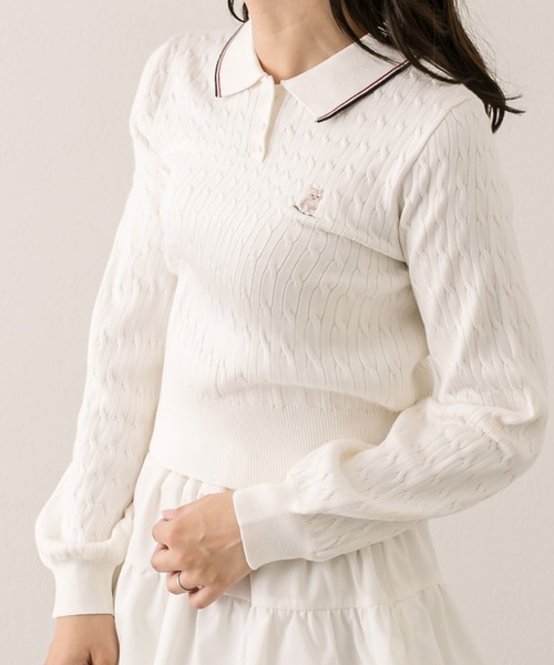 OLIVE des OLIVE(オリーブデオリーブ)の「【WEB限定】長袖ケーブルポロニット(ニット/セーター・レディース・オフホワイト/ピンクベージュ/ミント/ネイビー・FREE)」の20枚目の写真