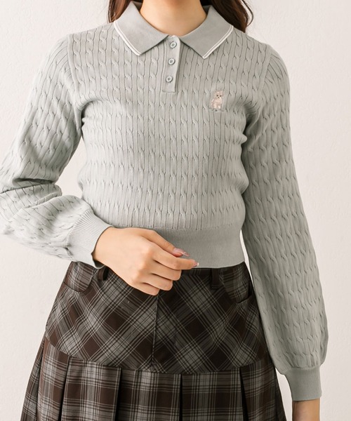 OLIVE des OLIVE(オリーブデオリーブ)の「【WEB限定】長袖ケーブルポロニット(ニット/セーター・レディース・オフホワイト/ピンクベージュ/ミント/ネイビー・FREE)」の19枚目の写真