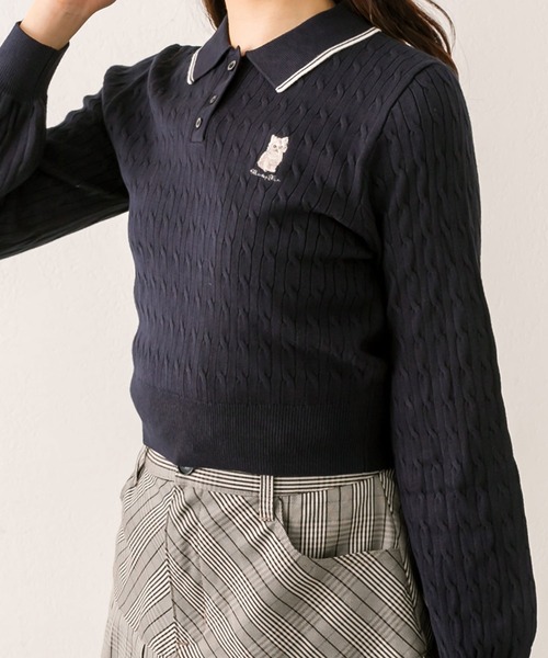 OLIVE des OLIVE(オリーブデオリーブ)の「【WEB限定】長袖ケーブルポロニット(ニット/セーター・レディース・オフホワイト/ピンクベージュ/ミント/ネイビー・FREE)」の15枚目の写真