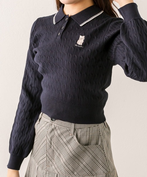 OLIVE des OLIVE(オリーブデオリーブ)の「【WEB限定】長袖ケーブルポロニット(ニット/セーター・レディース・オフホワイト/ピンクベージュ/ミント/ネイビー・FREE)」の14枚目の写真