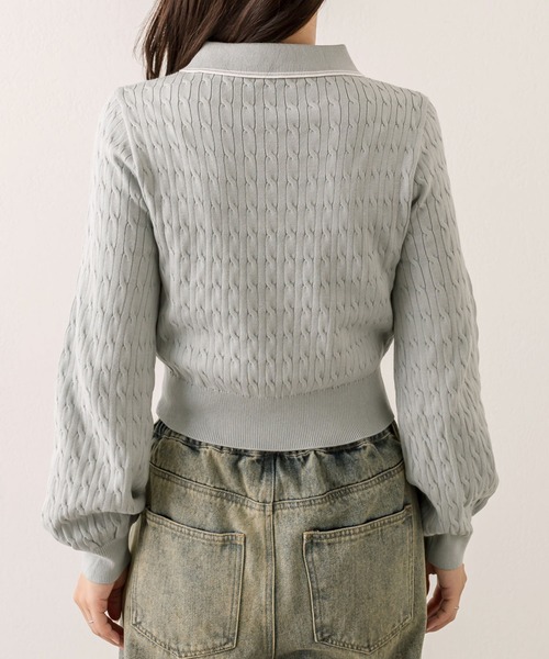 OLIVE des OLIVE(オリーブデオリーブ)の「【WEB限定】長袖ケーブルポロニット(ニット/セーター・レディース・オフホワイト/ピンクベージュ/ミント/ネイビー・FREE)」の11枚目の写真