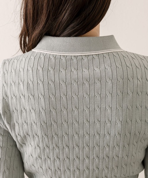 OLIVE des OLIVE(オリーブデオリーブ)の「【WEB限定】長袖ケーブルポロニット(ニット/セーター・レディース・オフホワイト/ピンクベージュ/ミント/ネイビー・FREE)」の10枚目の写真