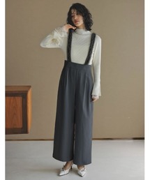 Re:EDIT | [2024 AUTUMN COLLECTION][低身長/高身長サイズ有]チュールフリルサスペンダーサロペット(サロペット/オーバーオール)
