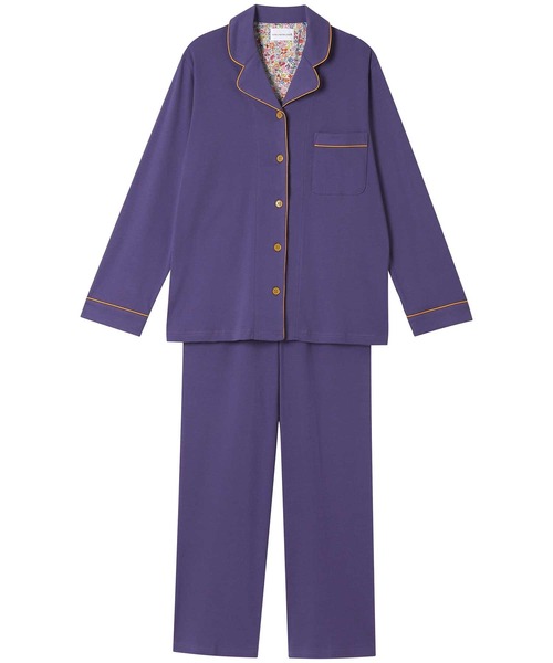 une nana cool（ウンナナクール）の「【綿100％】フライスパジャマ MADE WITH LIBERTY FABRIC（ルームウェア/パジャマ・レディース・ライトオレンジ系/グレイッシュブルー/ライトベージュ/コーラルピンク/クリーム/カーキブラウン/ラベンダー/モカ/オートミール/ダークウッド/ブラウン/レッド/サックスブルー/イエロー/ターコイズブルー/ピンク/グリーン/ライトグリーン/アイボリー/ボルドー/ホワイト/ブラック/ダークブラウン/エンジ/ネイビー/パープル・L/M）」の18枚目の写真