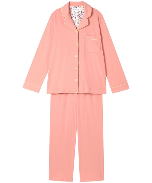 une nana cool（ウンナナクール）の「【綿100％】フライスパジャマ MADE WITH LIBERTY FABRIC（ルームウェア/パジャマ・レディース・ライトオレンジ系/グレイッシュブルー/ライトベージュ/コーラルピンク/クリーム/カーキブラウン/ラベンダー/モカ/オートミール/ダークウッド/ブラウン/レッド/サックスブルー/イエロー/ターコイズブルー/ピンク/グリーン/ライトグリーン/アイボリー/ボルドー/ホワイト/ブラック/ダークブラウン/エンジ/ネイビー/パープル・L/M）」の21枚目の写真